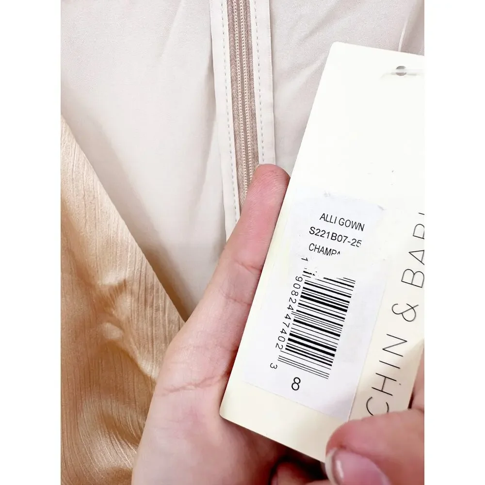 Sachin & Babi Alli Gown in‎ Champagne Size 8 NWT